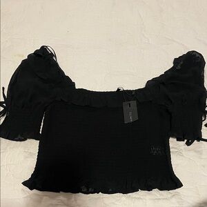 Dynamite Black Ruffled Blouse